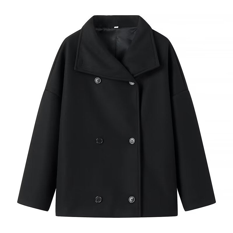 Veste Oversize Femme en Cachemire avec Boutons Noir
