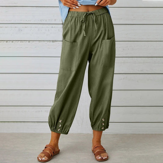 Pantalon Décontracté à Taille Élastique – Élégance & Confort
